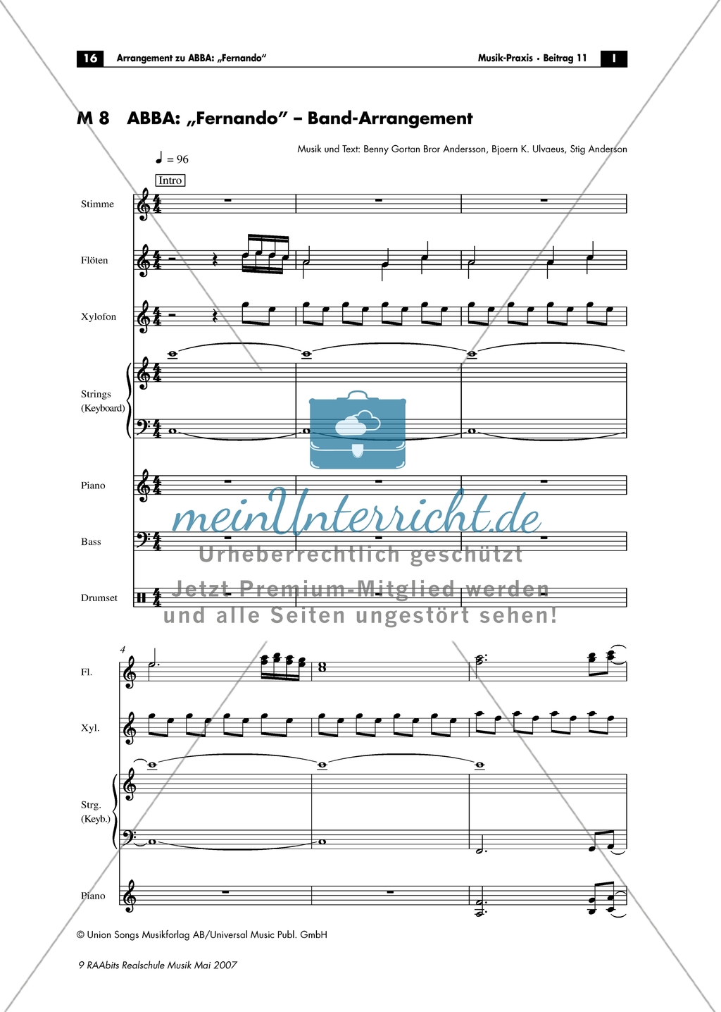 ABBA: Fernando. Band-Arrangement Preview 1