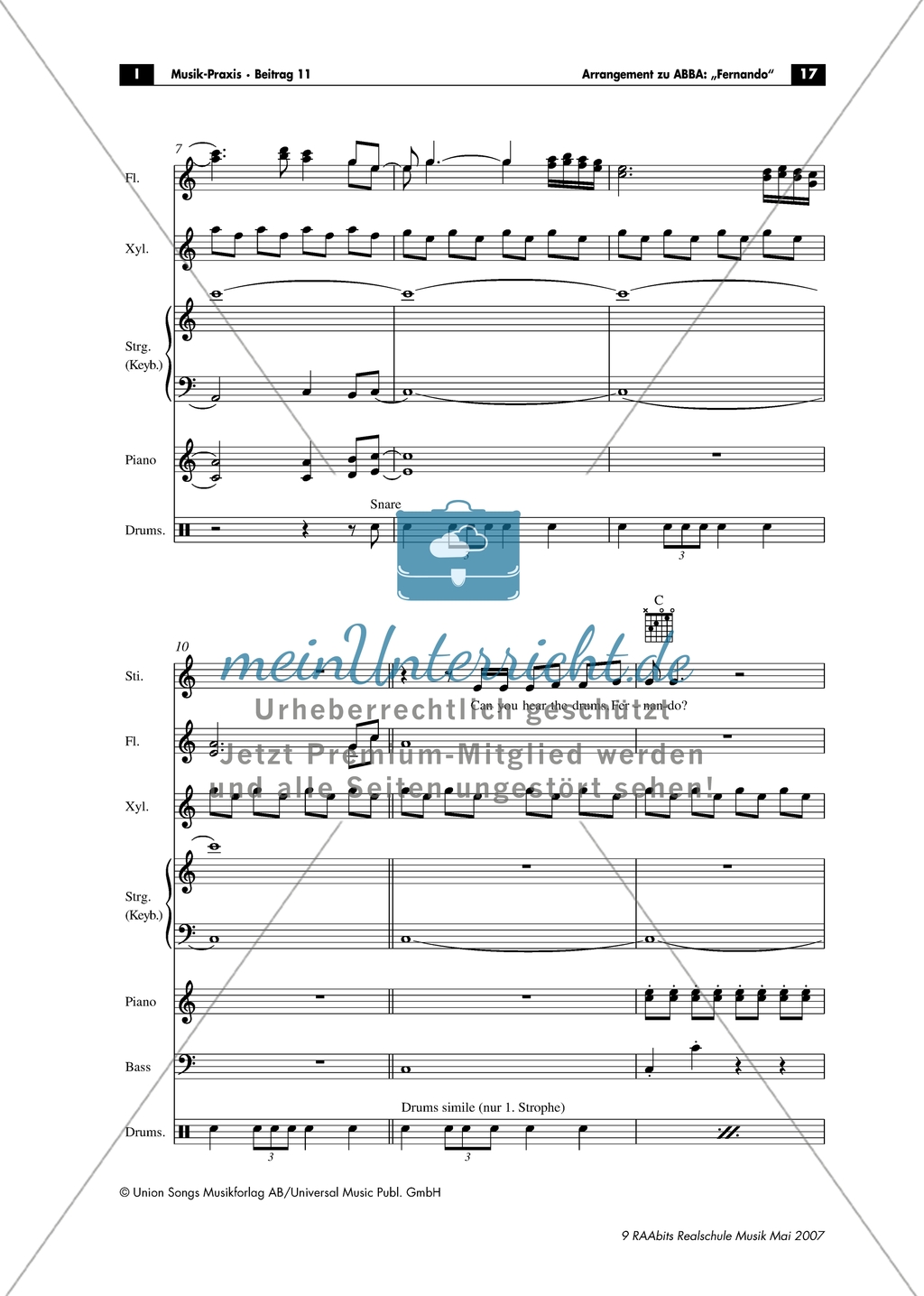 ABBA: Fernando. Band-Arrangement Preview 2