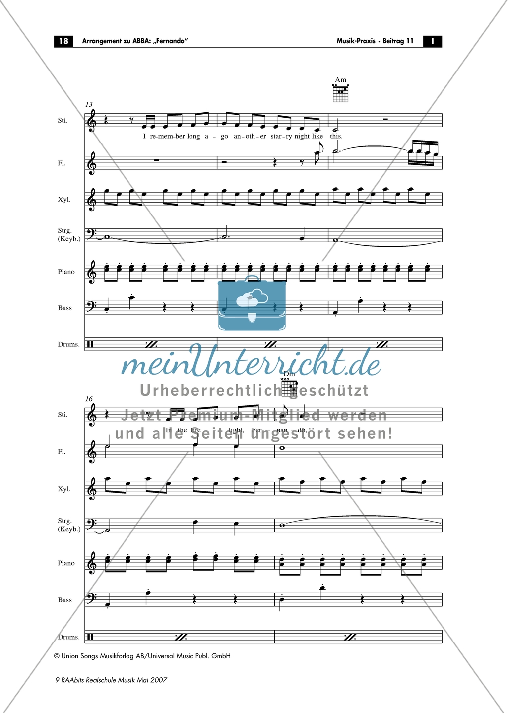 ABBA: Fernando. Band-Arrangement Preview 3