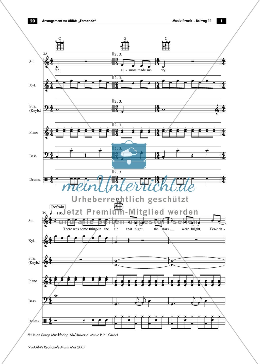 ABBA: Fernando. Band-Arrangement Preview 5