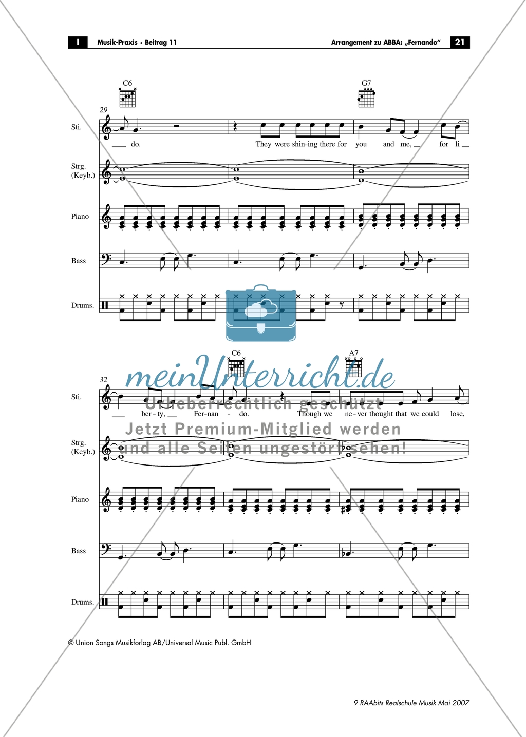 ABBA: Fernando. Band-Arrangement Preview 6