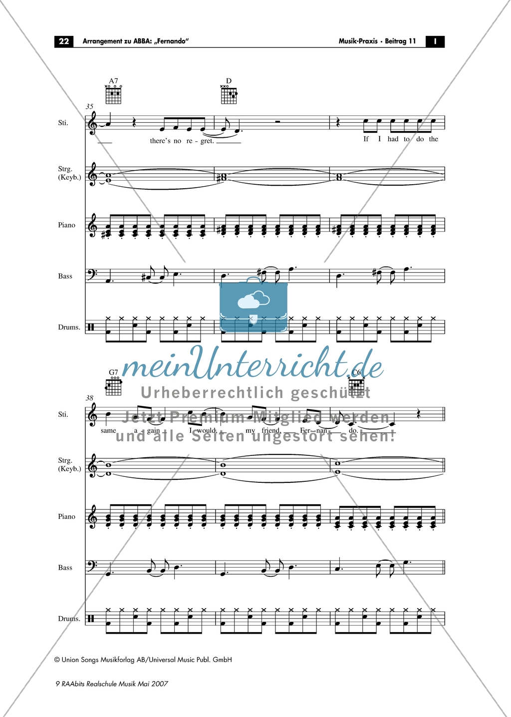 ABBA: Fernando. Band-Arrangement Preview 7