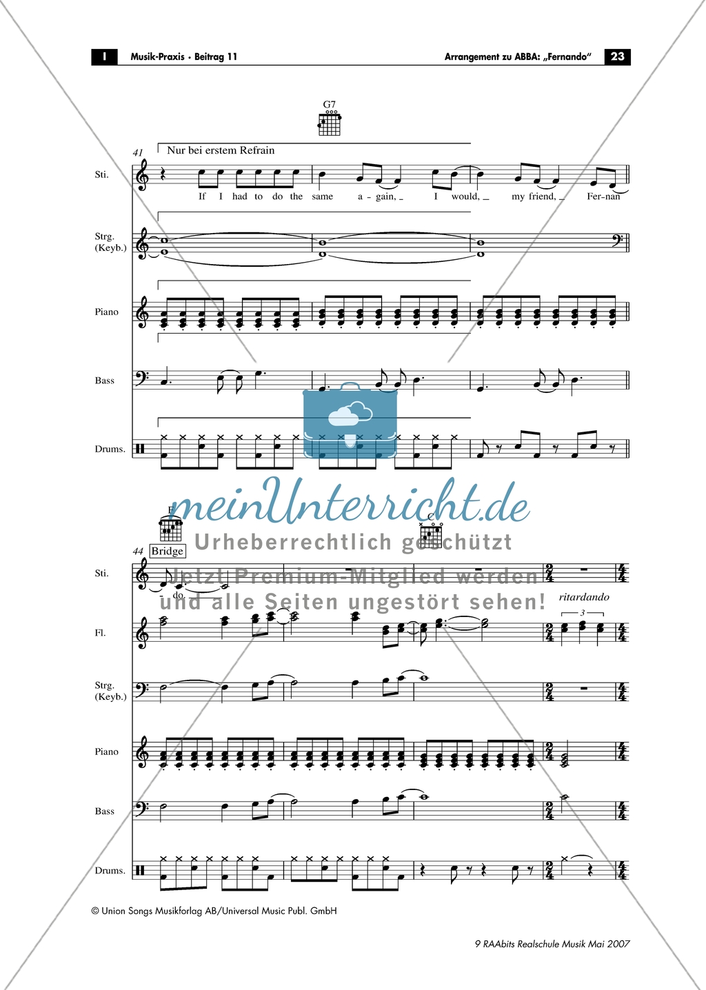 ABBA: Fernando. Band-Arrangement Preview 8