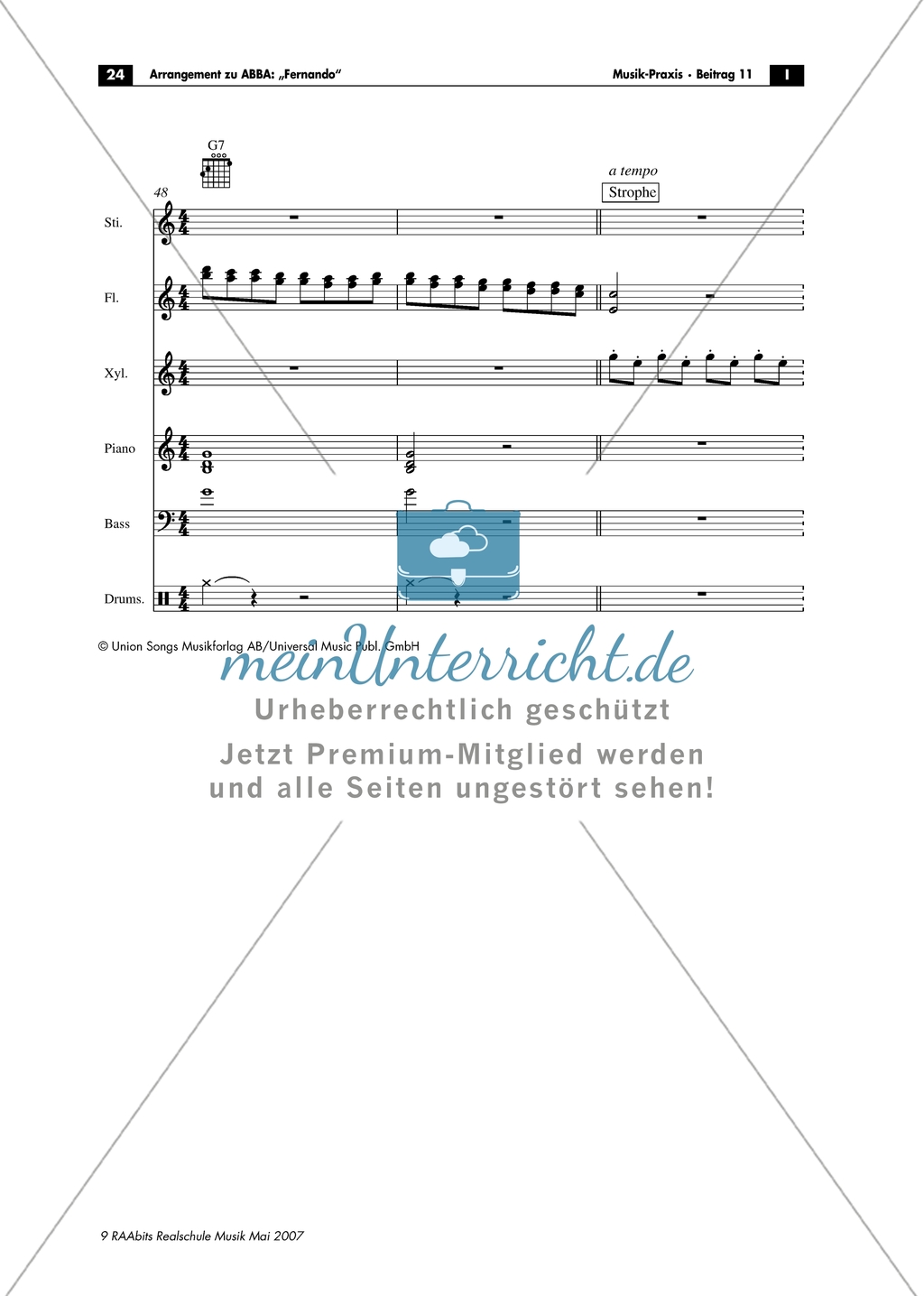 ABBA: Fernando. Band-Arrangement Preview 9