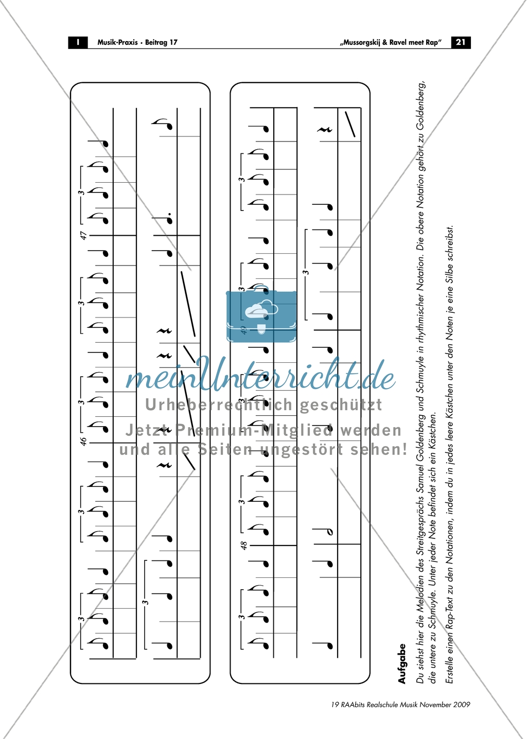 Streit zwischen Goldenberg und Schmuyle - Arbeitsblätter mit Aufgaben und didaktischen Hinweisen zur Notation des Gespräches. Preview 2
