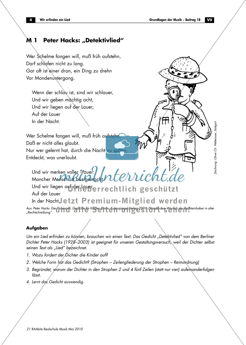 Vorbereitung einer Vertonung von Hacks Gedicht