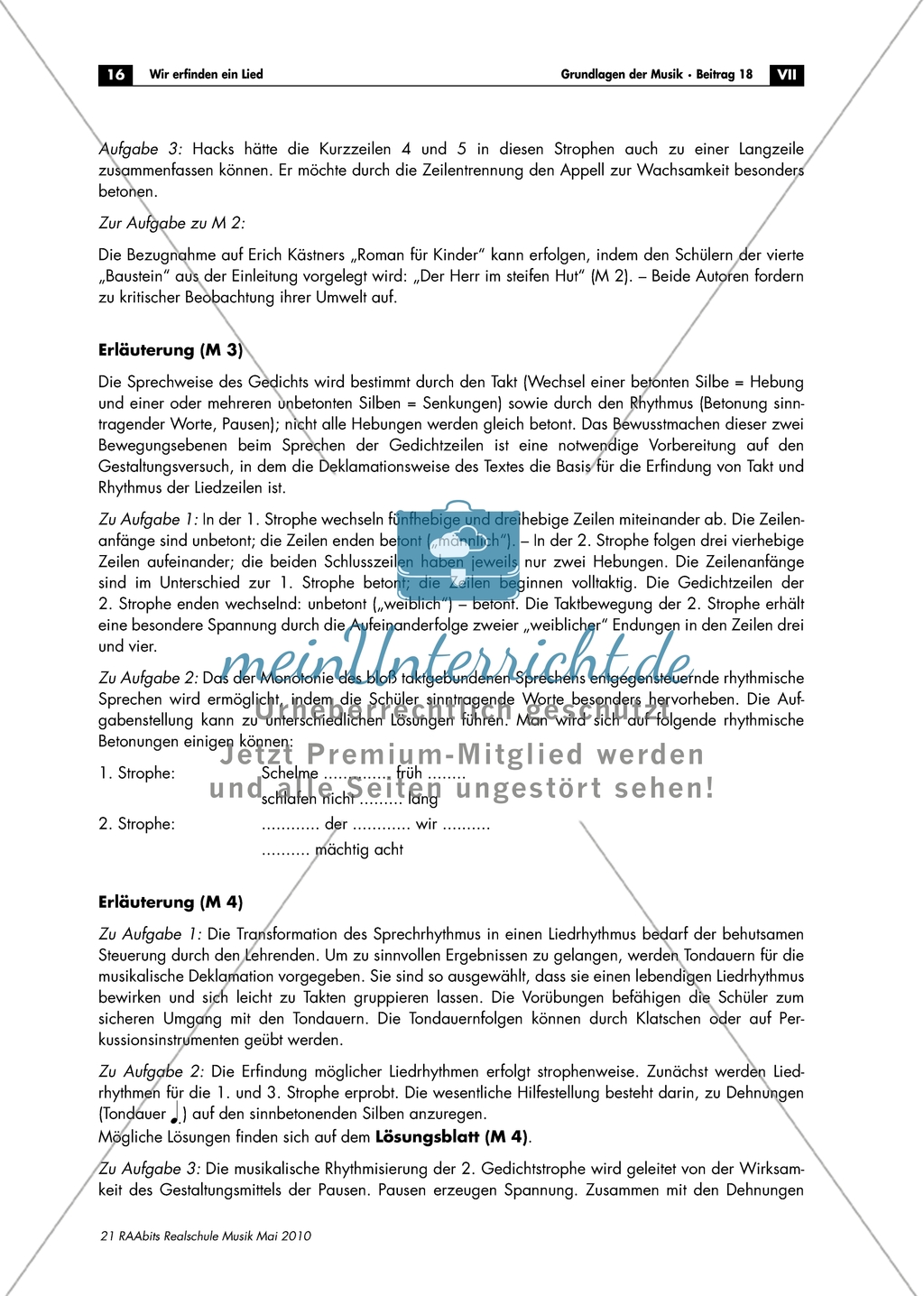 Vorbereitung einer Vertonung von Hacks Gedicht
