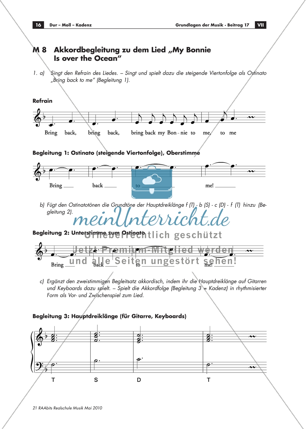 Akkordbegleitung zu dem Lied