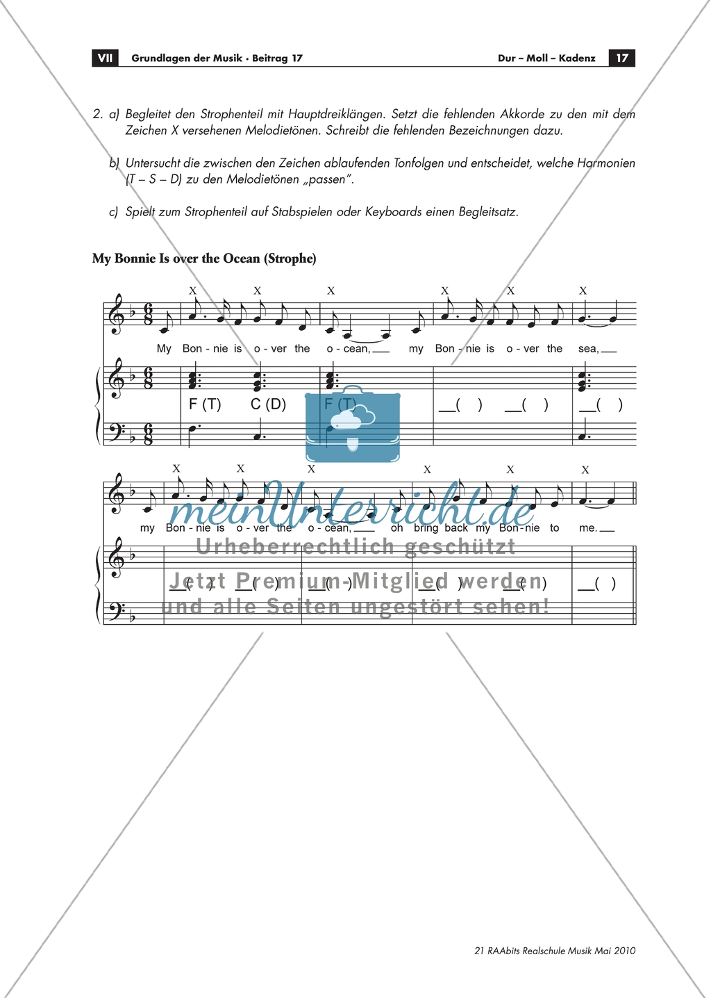 Akkordbegleitung zu dem Lied