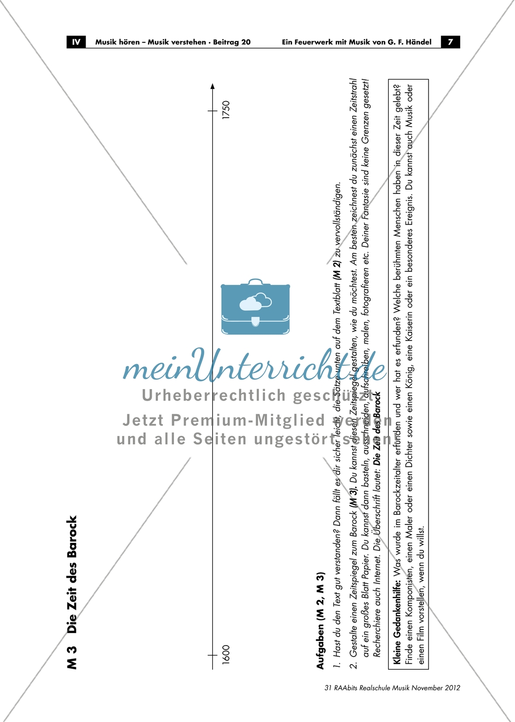 Arbeitsblätter mit Informationstext und verschiedenen Aufgaben sowie Erläuterungen für Lehrkräfte zum Spätbarock. Preview 2