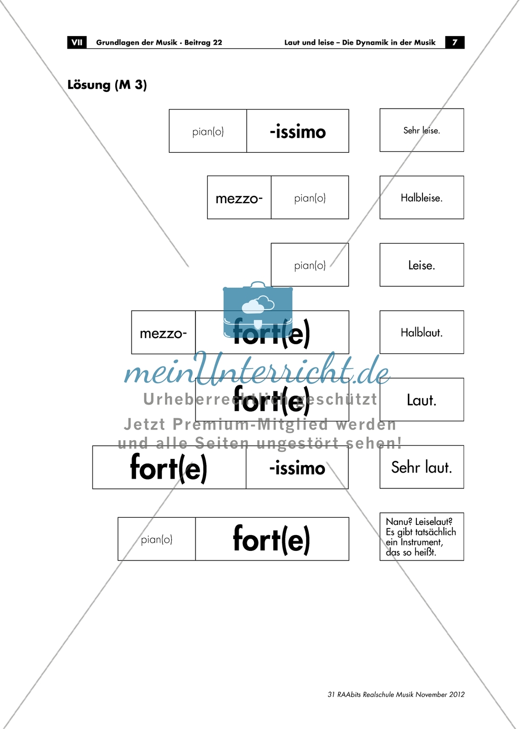Italienisch als Sprache der Musik: Einführung und Wortlegespiel zu Dynamikbezeichnungen. Arbeitsmaterial mit Erläuterungen Preview 3