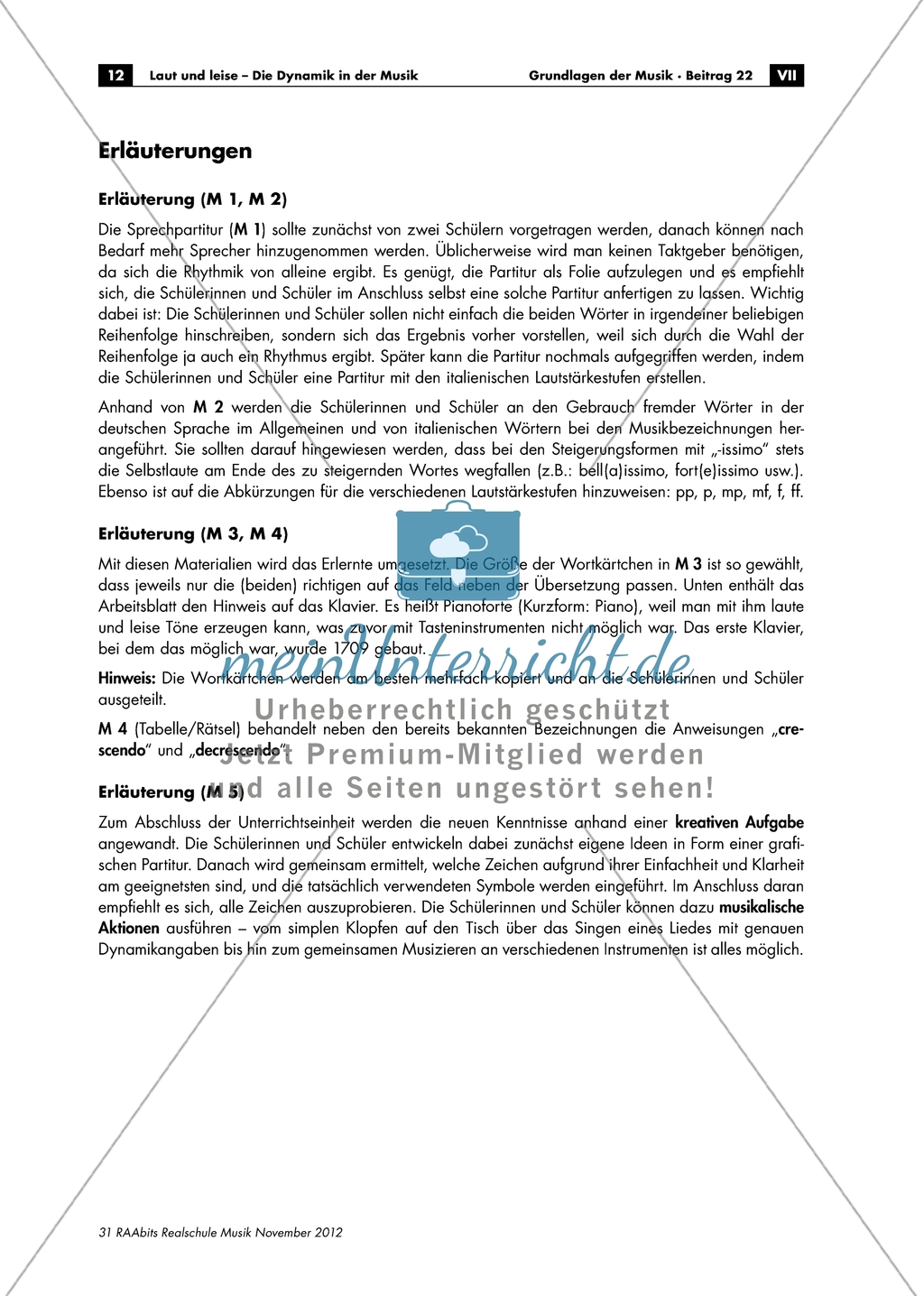 Italienisch als Sprache der Musik: Einführung und Wortlegespiel zu Dynamikbezeichnungen. Arbeitsmaterial mit Erläuterungen Preview 4
