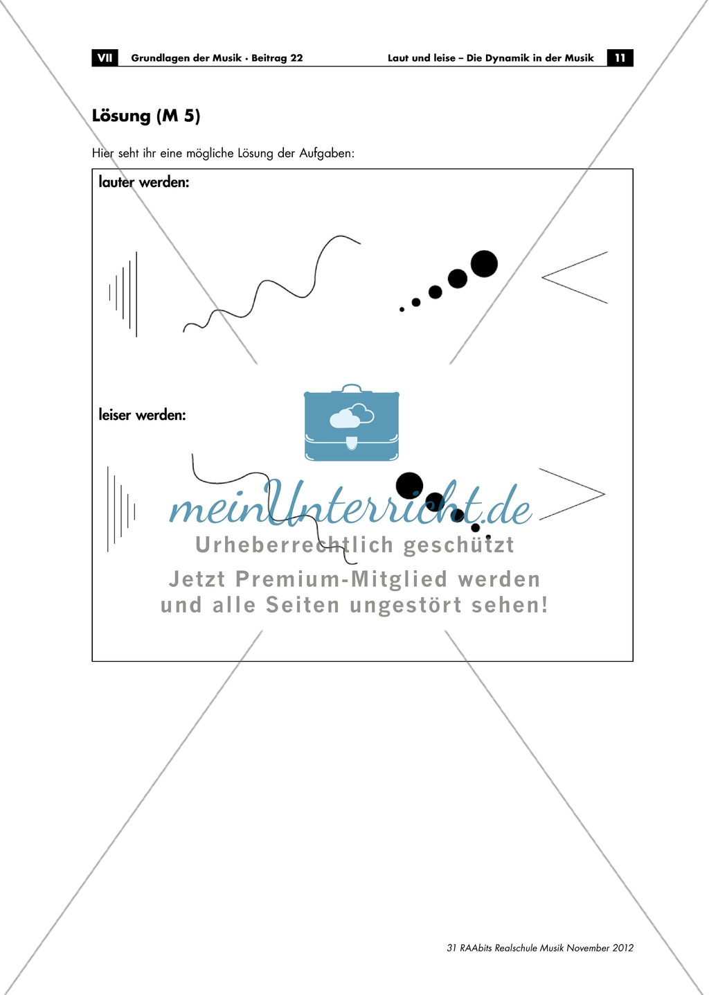 Lauter werden - leiser werden: kreative Aufgabe. Arbeitsmaterial mit Erläuterungen Preview 2