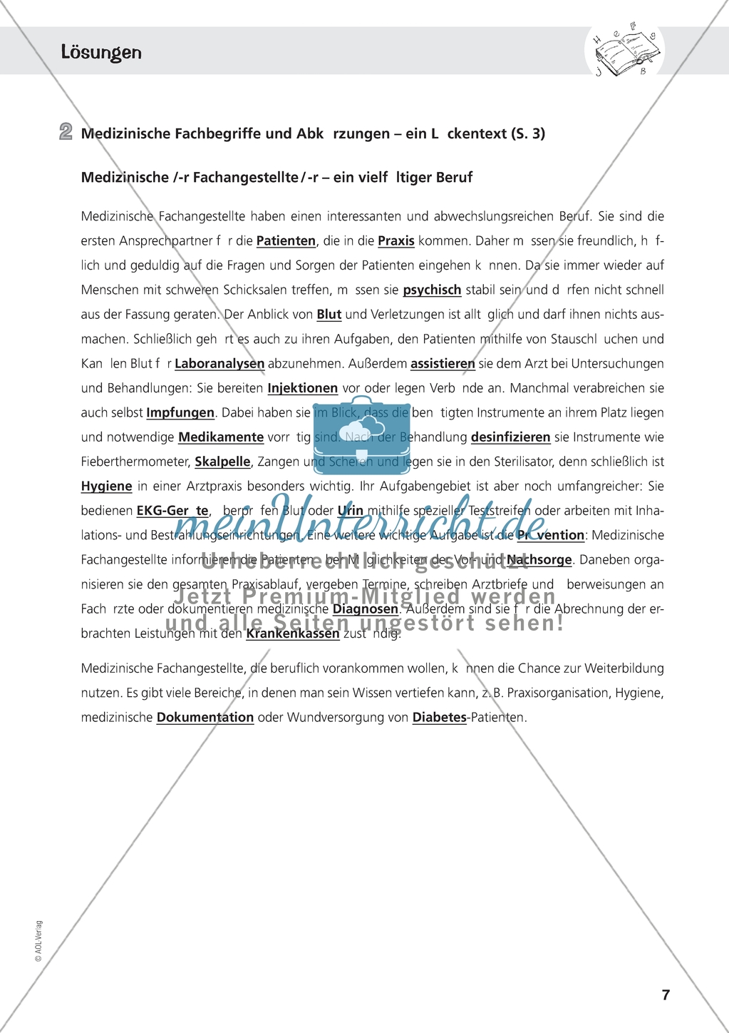 Deutsch im Beruf: Medizinische Fachbegriffe und Abkürzungen - ein Lückentext Preview 2