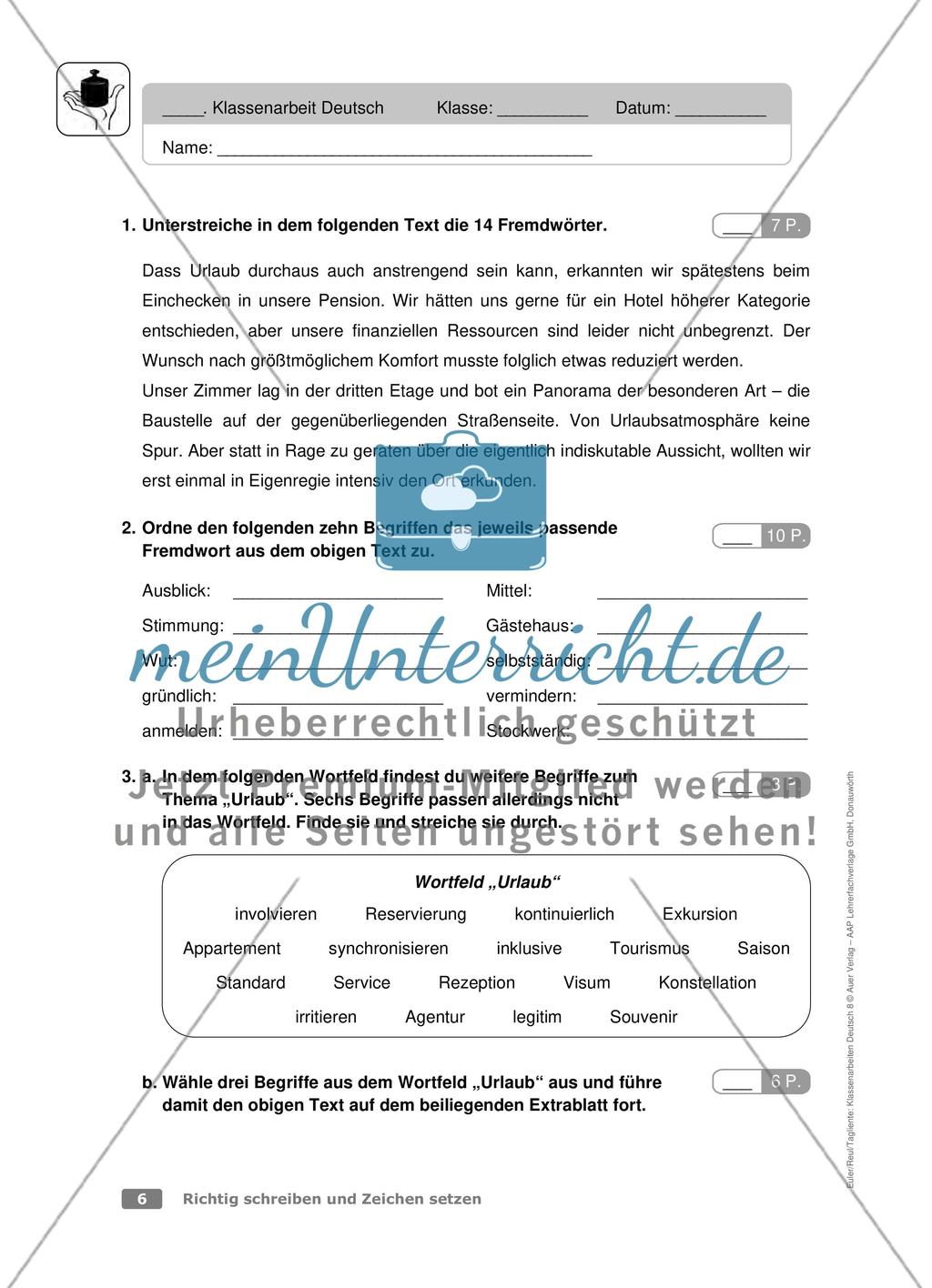 Fremdwörter: Klassenarbeit (leicht) Preview 1