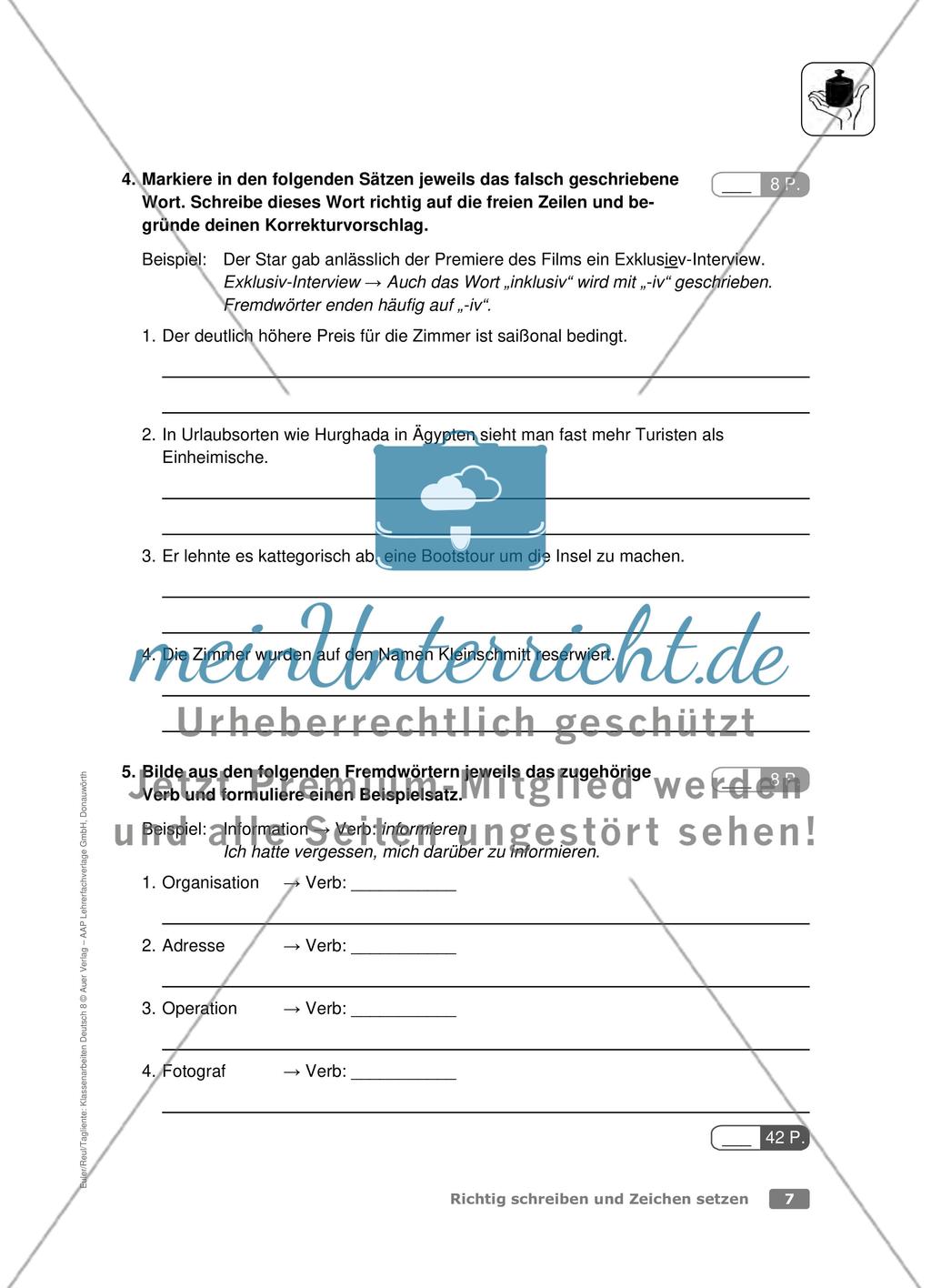 Fremdwörter: Klassenarbeit (leicht) Preview 2