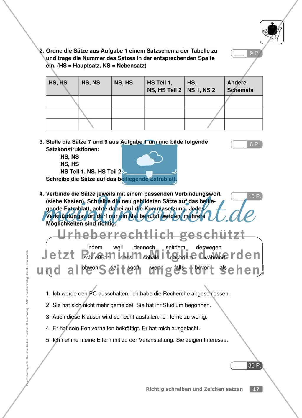 Kommasetzung bei Satzreihen und Satzgefügen: Klassenarbeit (leicht) Preview 2