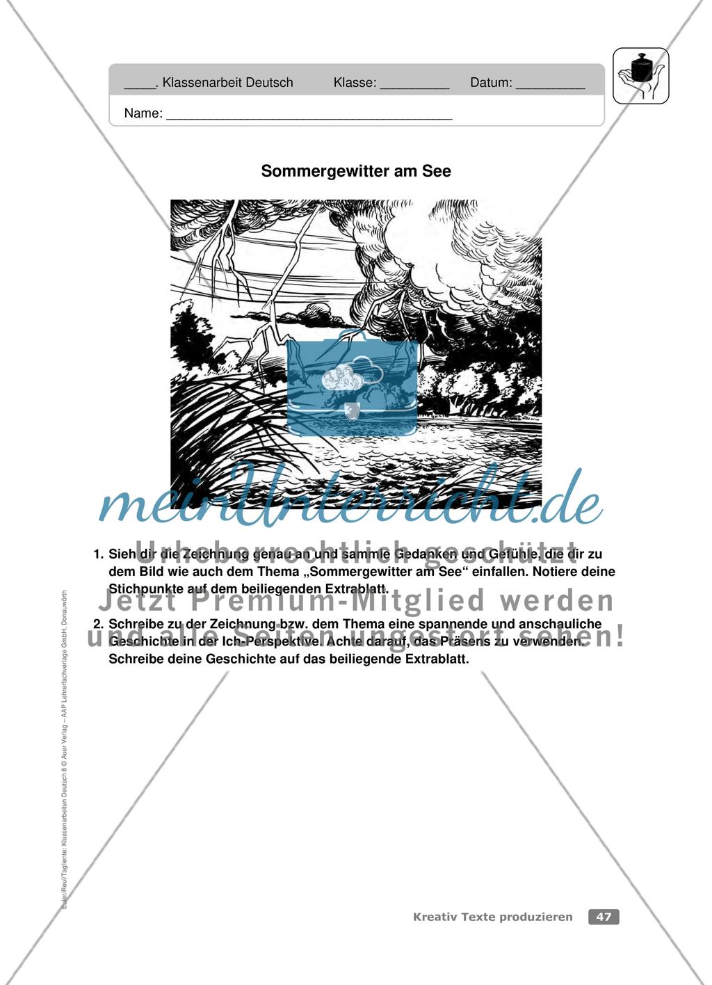 Zu Bildern schreiben: Klassenarbeit (leicht) Preview 1