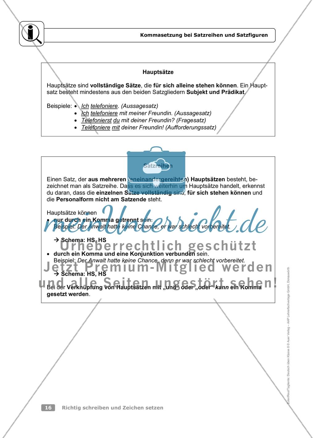 Kommasetzung bei Satzreihen und Satzgefügen Preview 1
