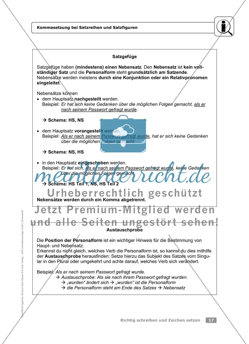 Kommasetzung bei Satzreihen und Satzgefügen Preview 2