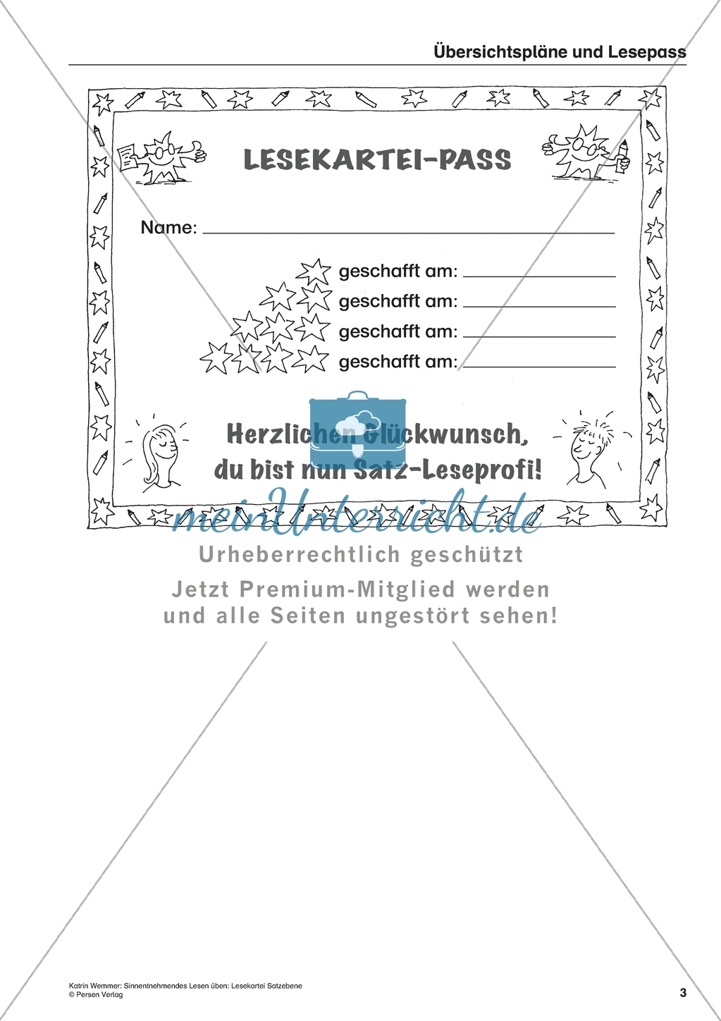 Meine Lesekartei: Übersichtspläne und Lesepass Preview 3