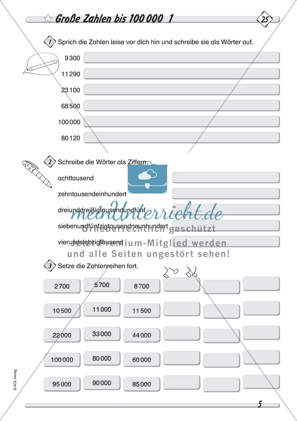 Zahlenraum bis 100 000 - Darstellung großer Zahlen in Zahlworten Preview 1