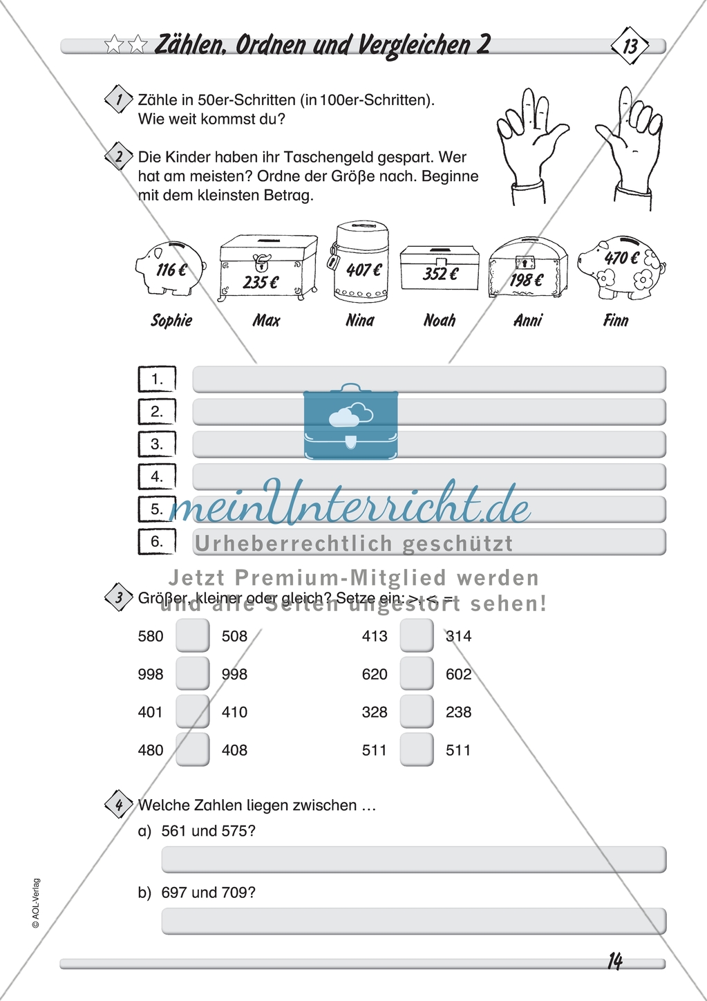 Zahlenraum bis 1000 - Zählen, Orden und Vergleichen Preview 2