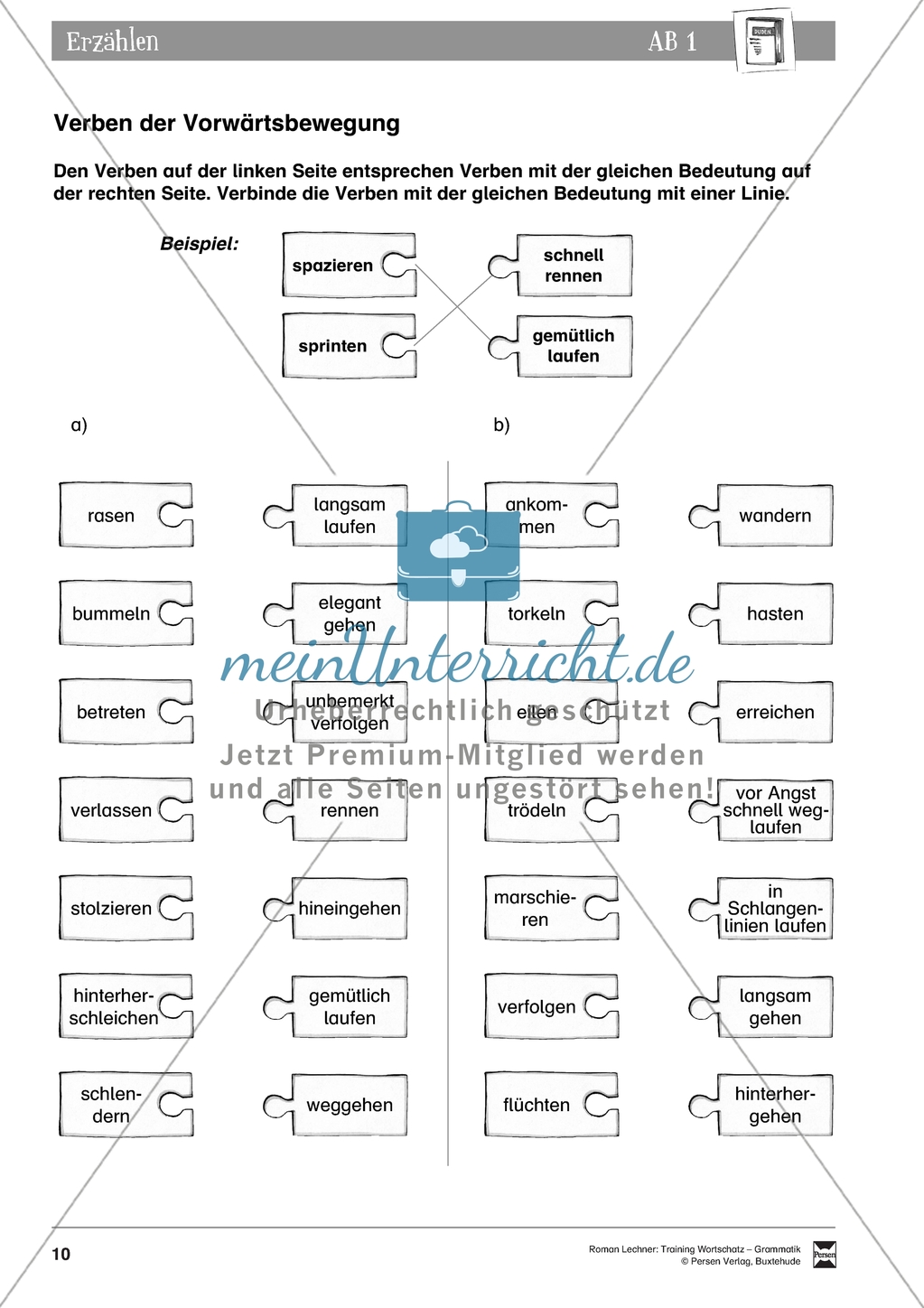Sprachlicher Ausdruck beim Erzählen: Verben der Vorwärtsbewegung Preview 1