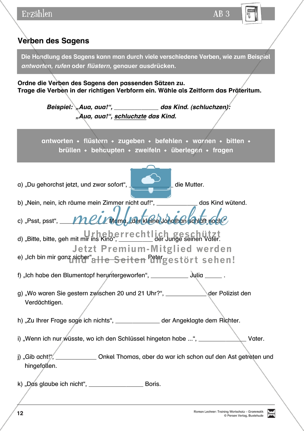 Sprachlicher Ausdruck beim Erzählen: Verben des Sagens Preview 1