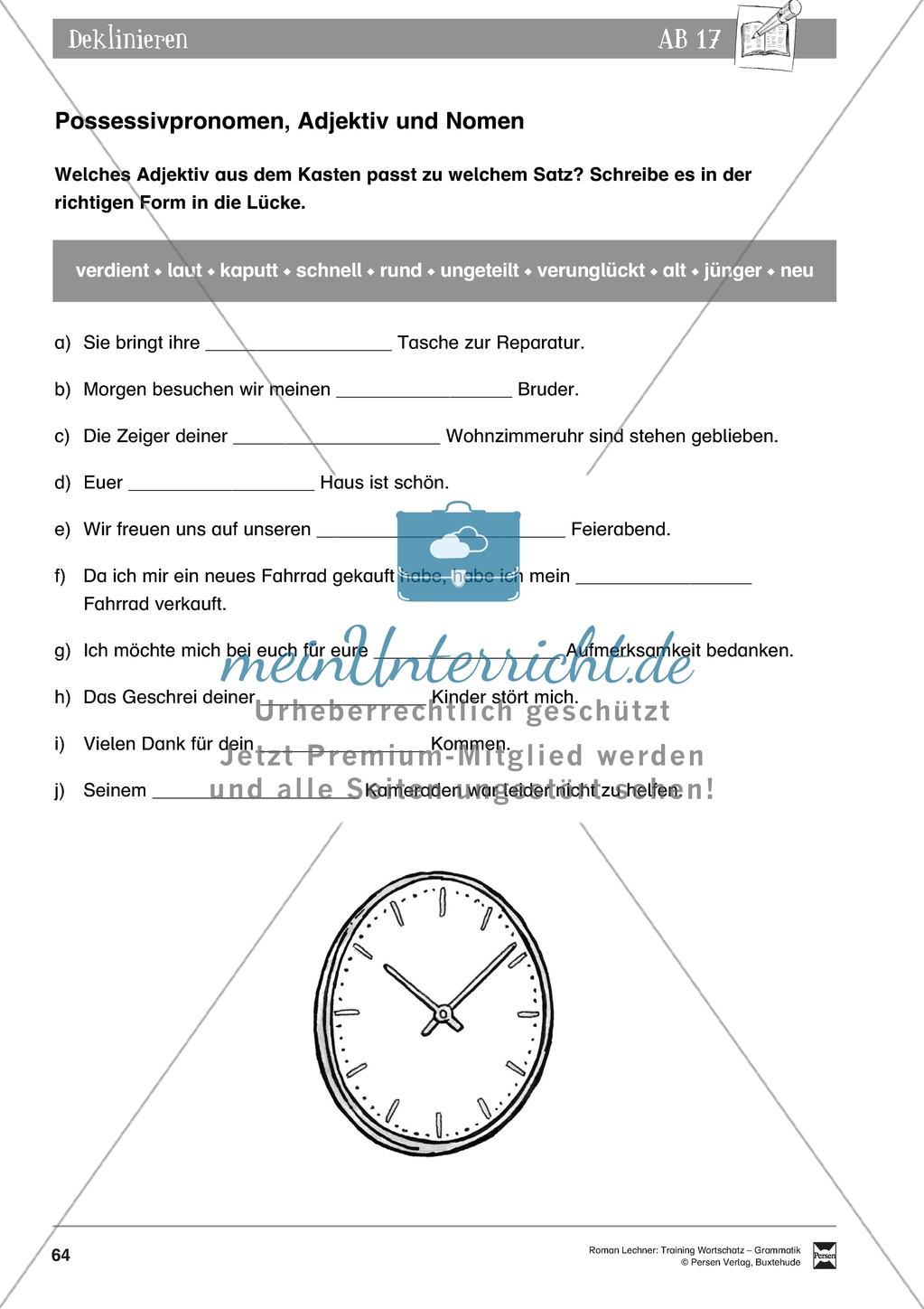 Grammatische Grundfertigkeiten: Deklinieren - Possessivpronomen, Adjektiv und Nomen Preview 2