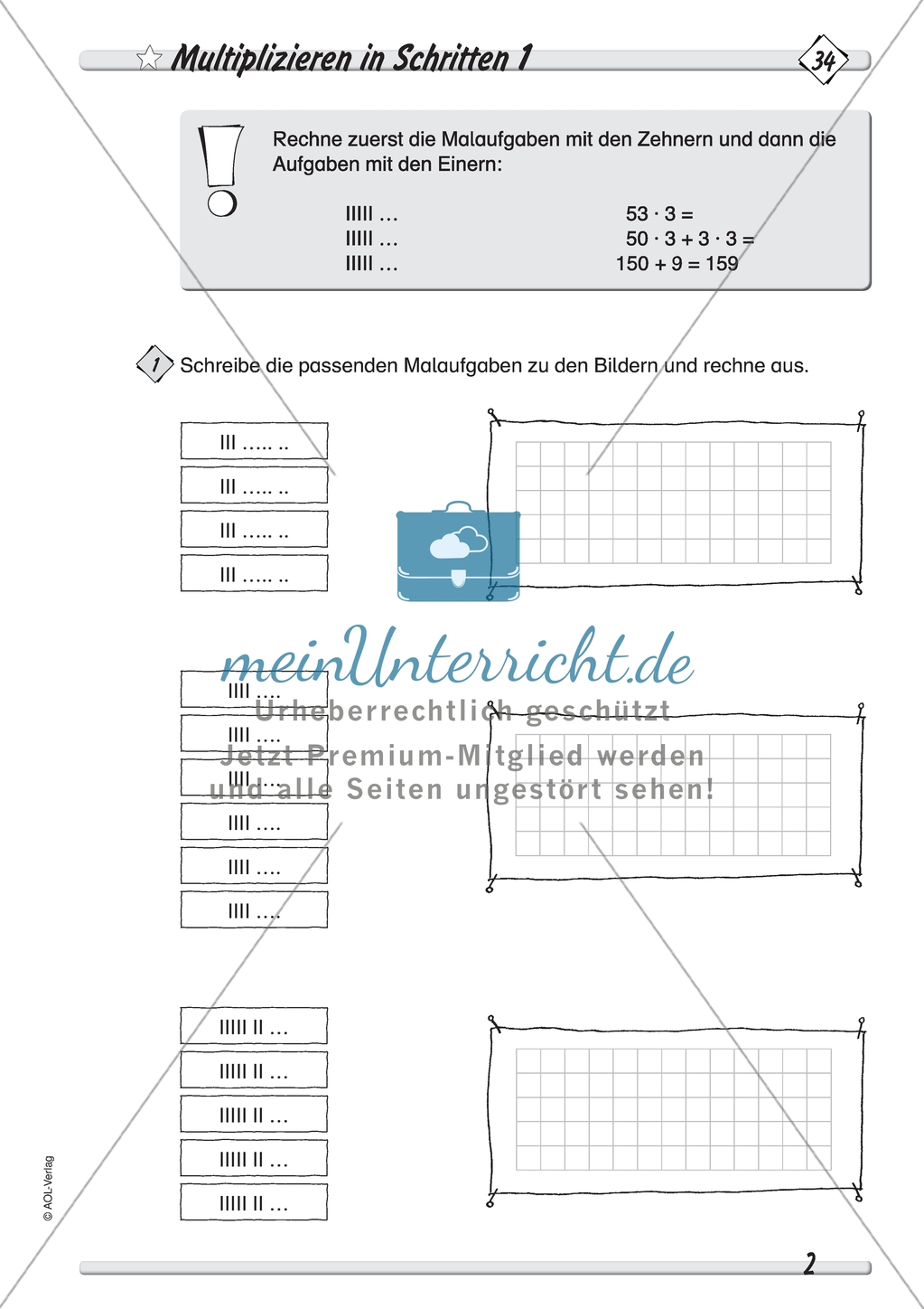 Differenziertes Übungsmaterial zum Multiplizieren - Rechnen in Schritten. Preview 1