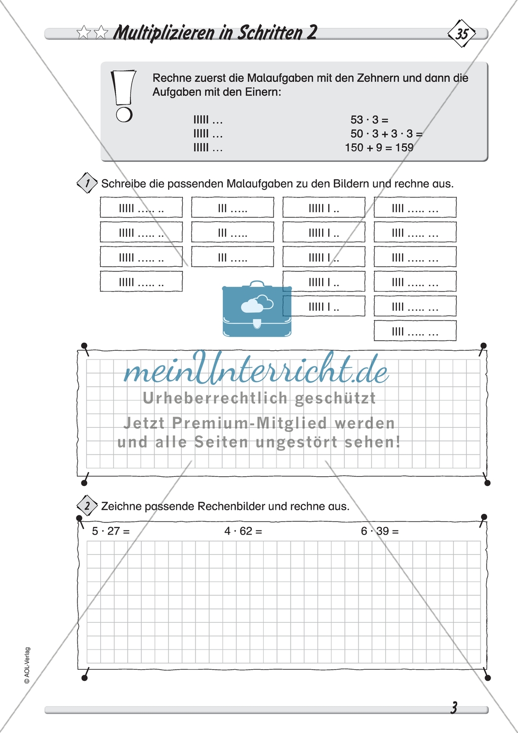 Differenziertes Übungsmaterial zum Multiplizieren - Rechnen in Schritten. Preview 2