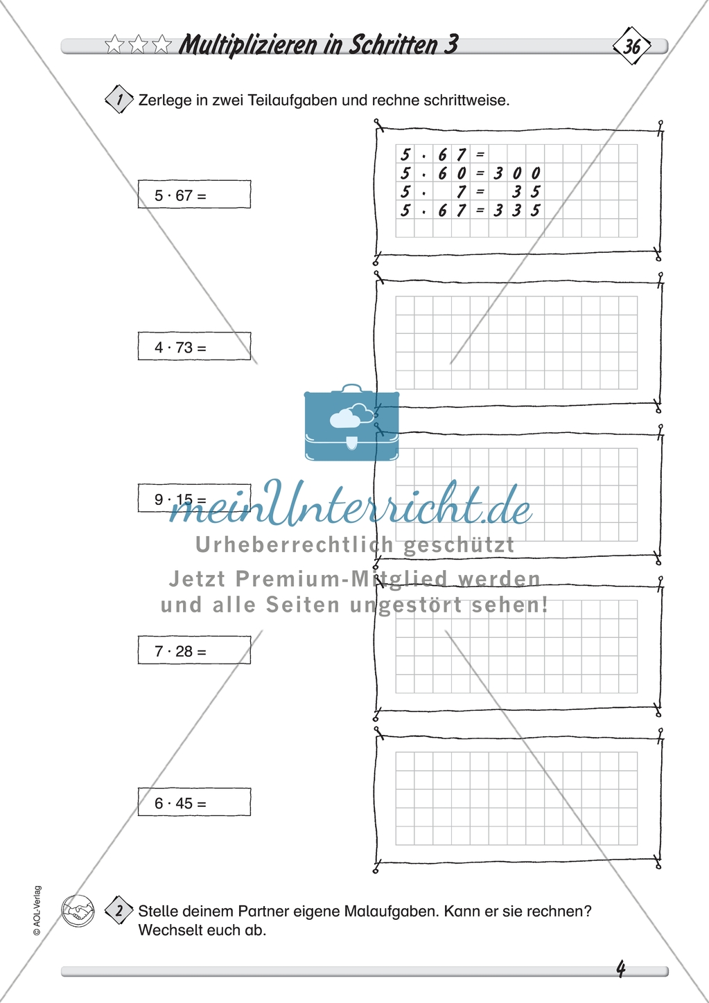 Differenziertes Übungsmaterial zum Multiplizieren - Rechnen in Schritten. Preview 3