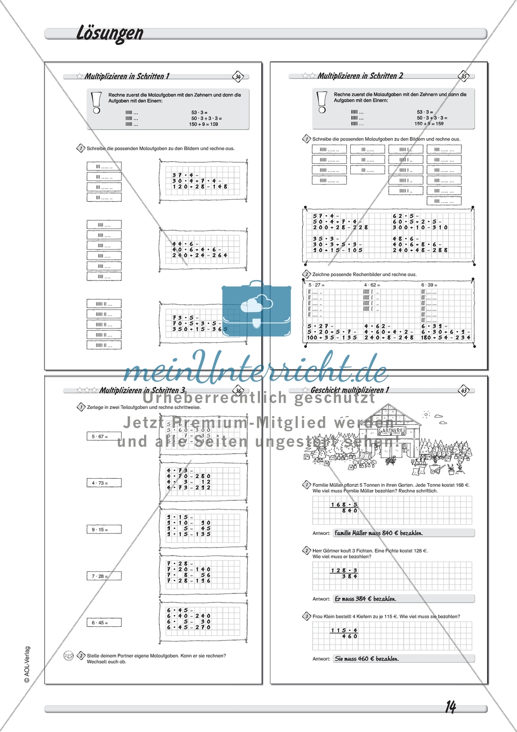 Differenziertes Übungsmaterial zum Multiplizieren - Rechnen in Schritten. Preview 4