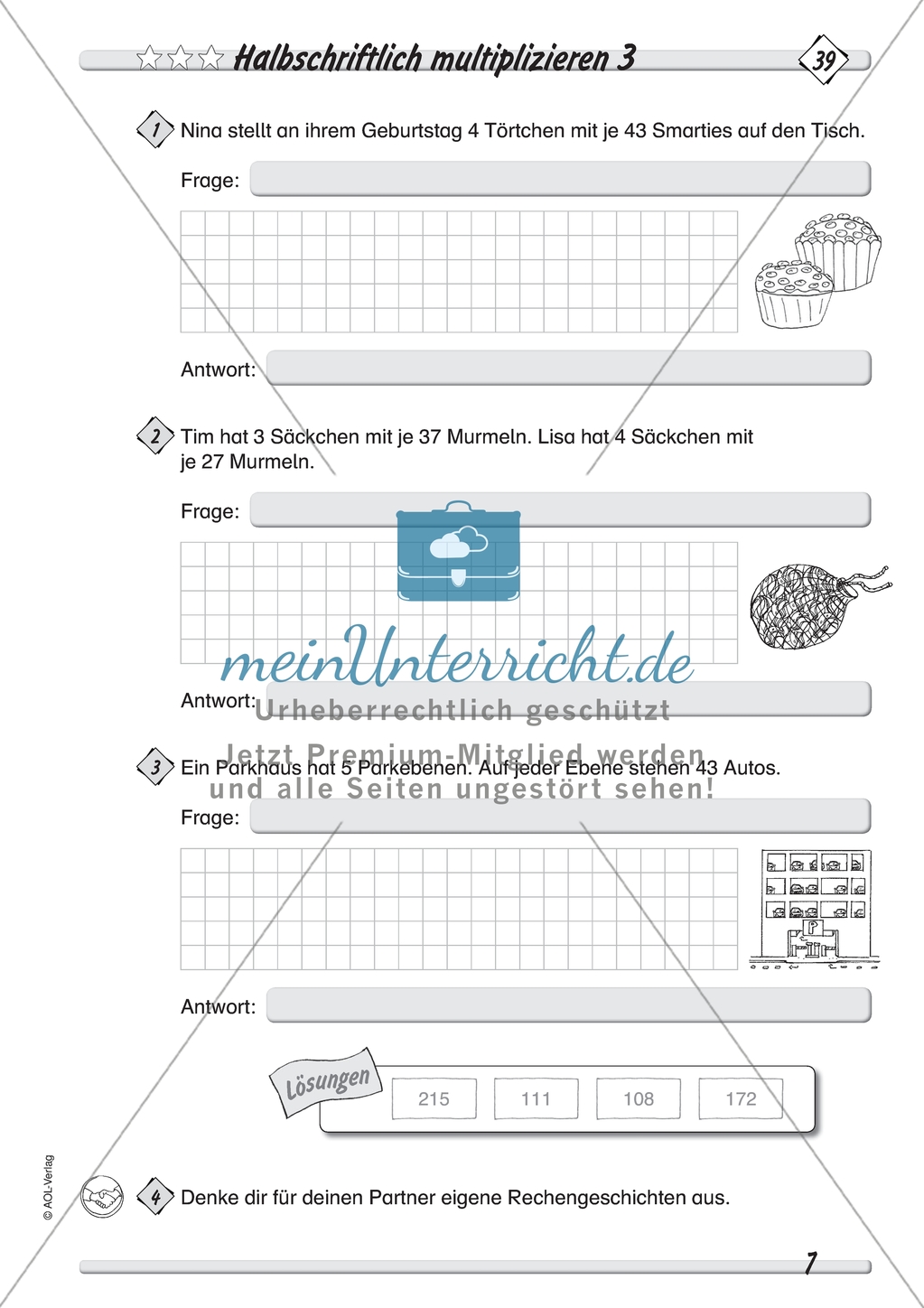Differenziertes Übungsmaterial zum Multiplizieren - halbschriftliches Rechnen. Preview 3
