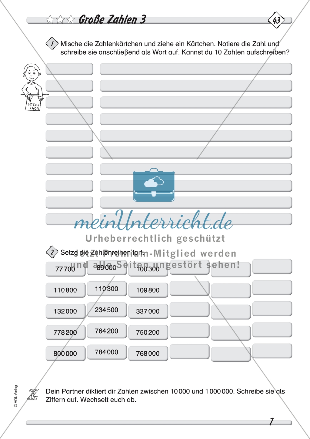 Zahlenraum bis 1 000 000 - Darstellungen großer Zahlen in Zahlworten Preview 3