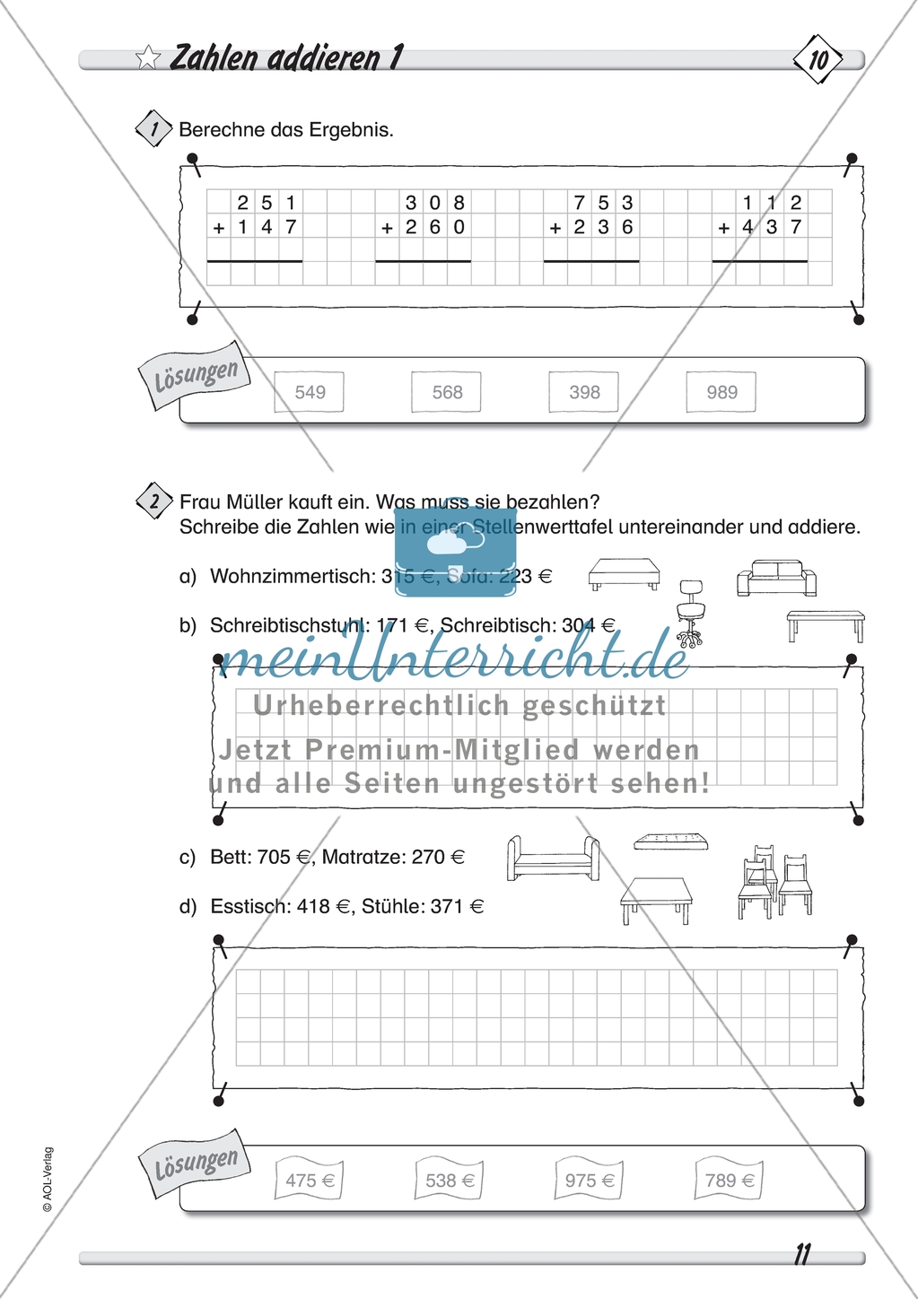 Differenziertes Übungsmaterial zum Addieren - schriftliches Addieren mit und ohne Übertrag. Preview 1