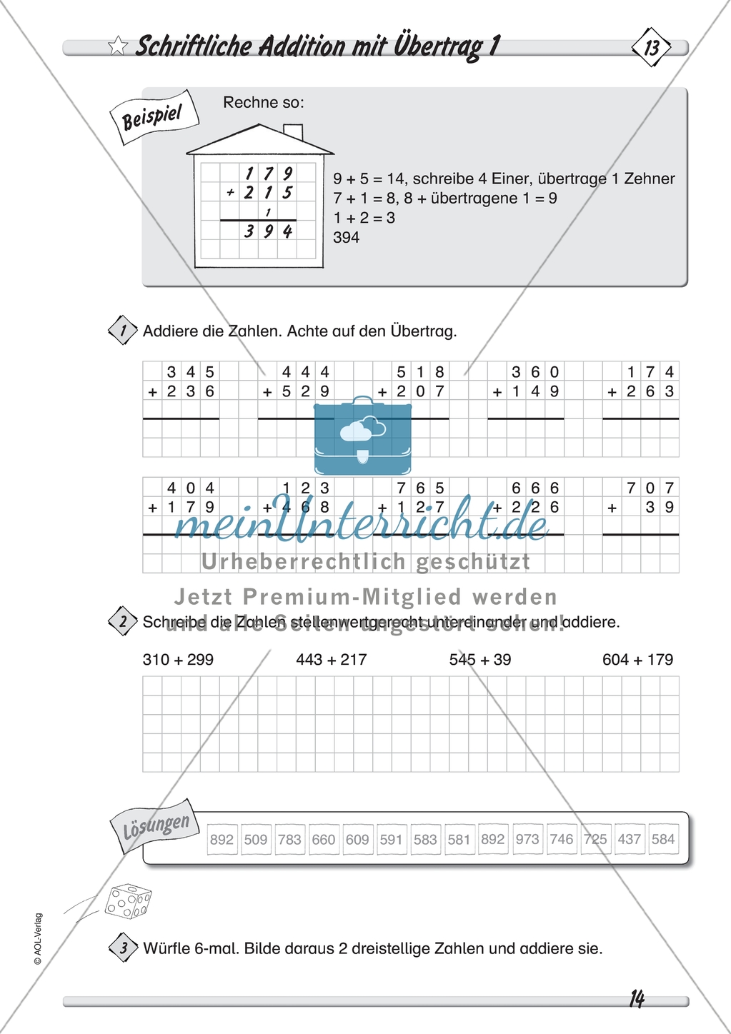 Differenziertes Übungsmaterial zum Addieren - schriftliches Addieren mit und ohne Übertrag. Preview 4