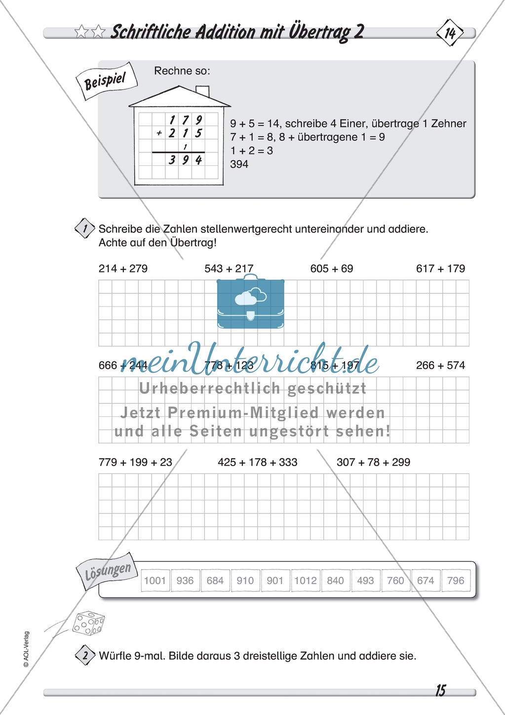 Differenziertes Übungsmaterial zum Addieren - schriftliches Addieren mit und ohne Übertrag. Preview 5