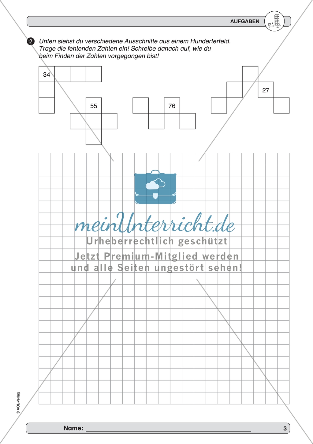 Material zur Verbesserung der Grundfähigkeiten im Zahlenraum - Zahlen in der Hundertertafel anordnen. Preview 3