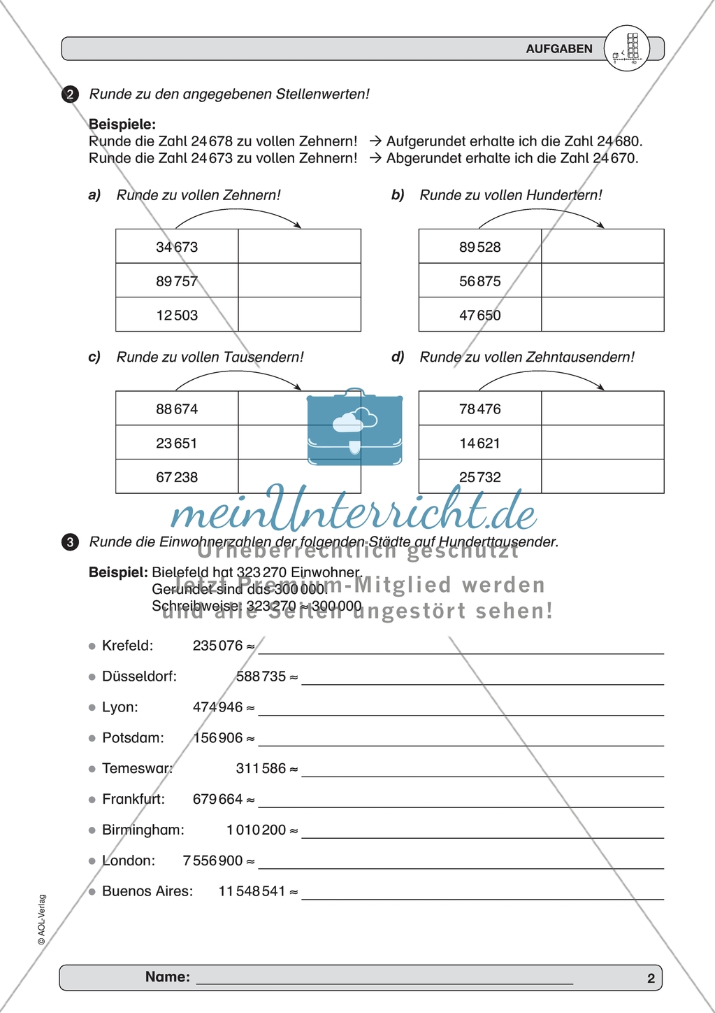 Material zur Verbesserung der Grundfähigkeiten im Zahlenraum - Schätzen und Runden. Preview 2
