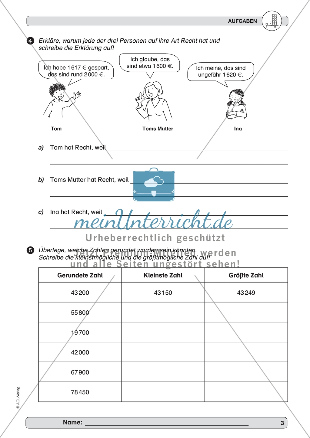 Material zur Verbesserung der Grundfähigkeiten im Zahlenraum - Schätzen und Runden. Preview 3