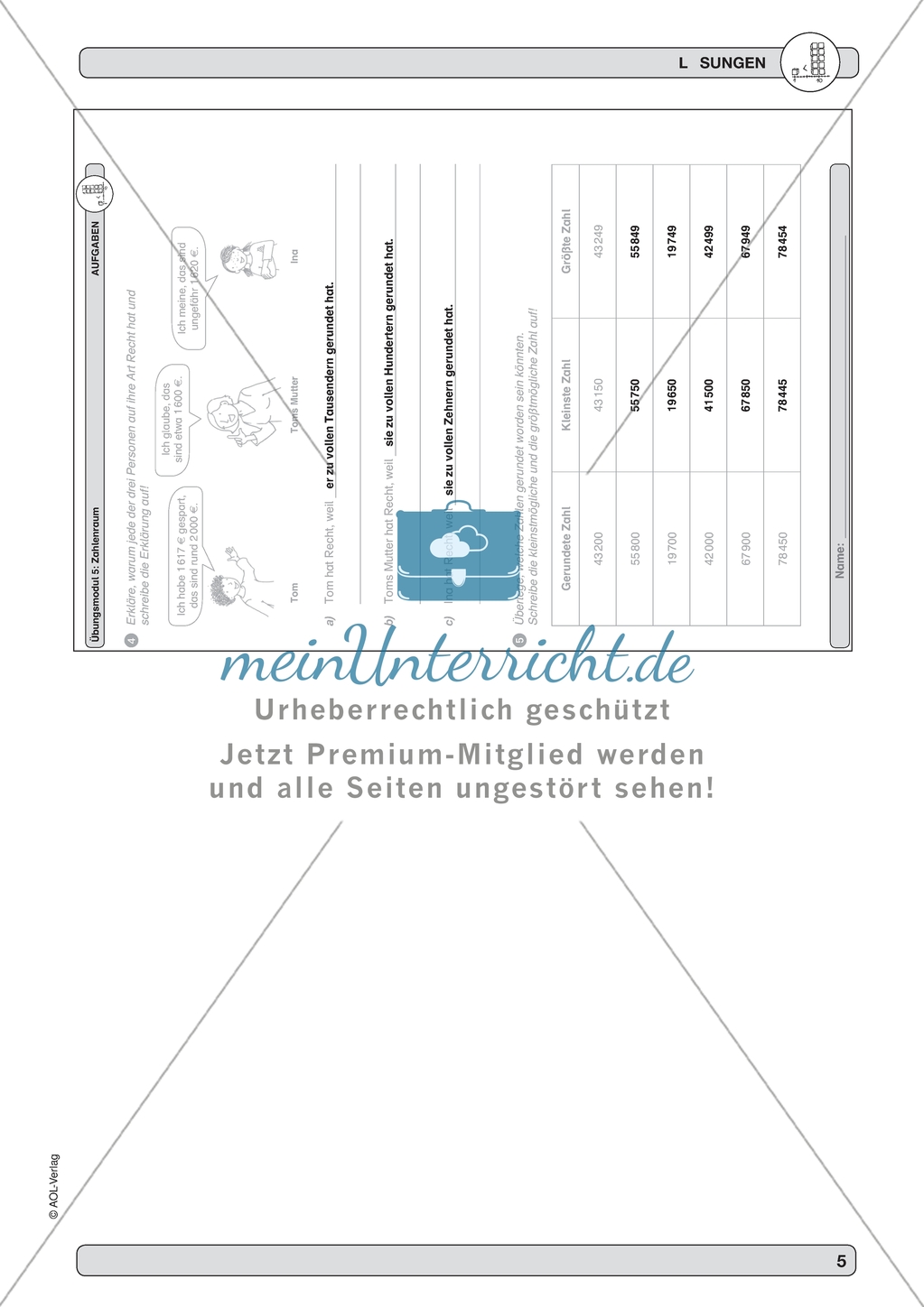 Material zur Verbesserung der Grundfähigkeiten im Zahlenraum - Schätzen und Runden. Preview 5