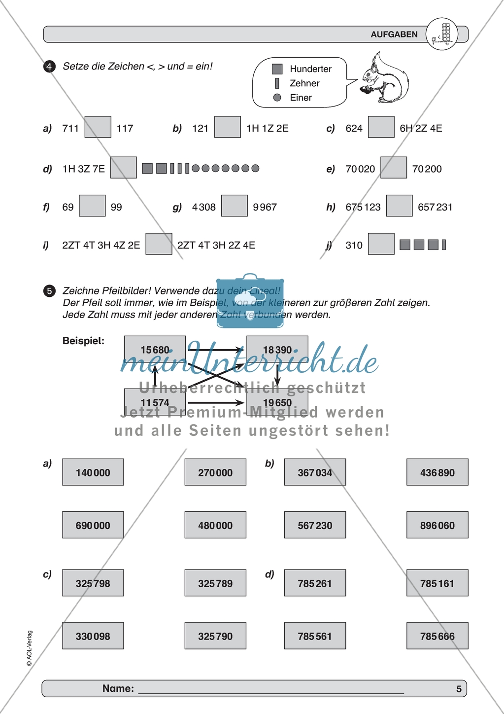 Material zur Verbesserung der Grundfähigkeiten im Zahlenraum - Zahlenstrahl und Zahlenrelationen. Preview 3