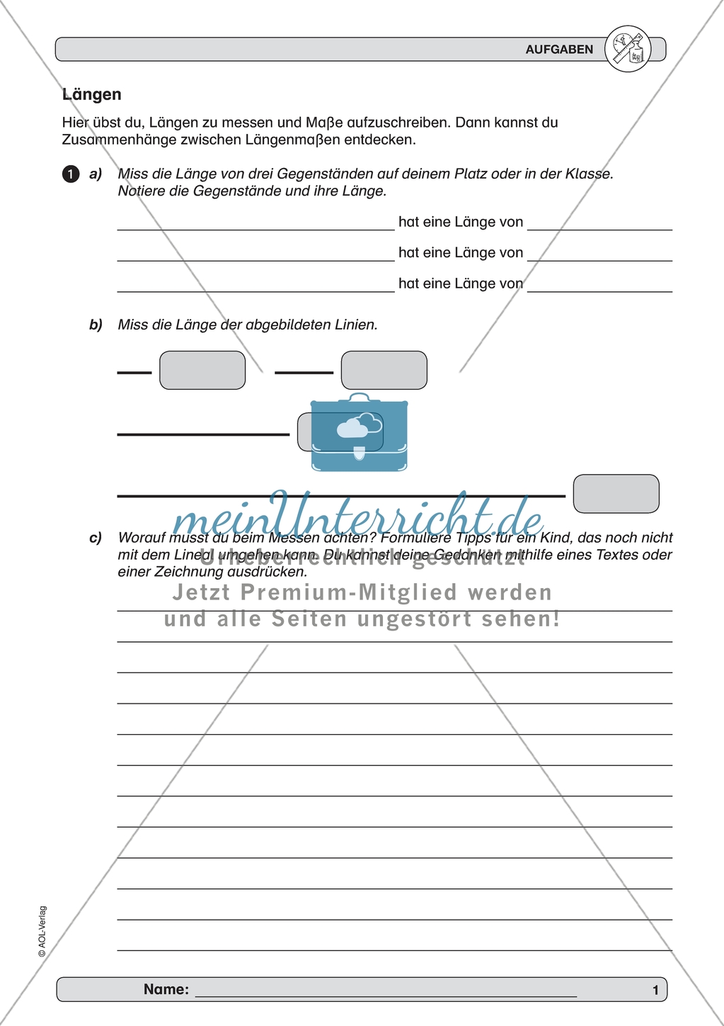 Material zur Verbesserung der Grundfähigkeiten im Bereich Messen und Größen - Längen. Preview 1