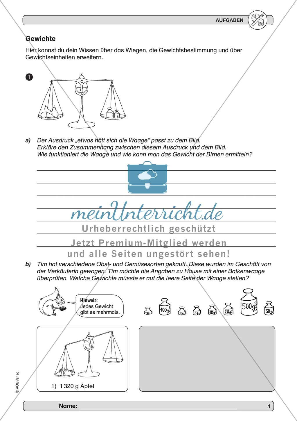 Material zur Verbesserung der Grundfähigkeiten im Bereich Messen und Größen - Gewichte. Preview 1
