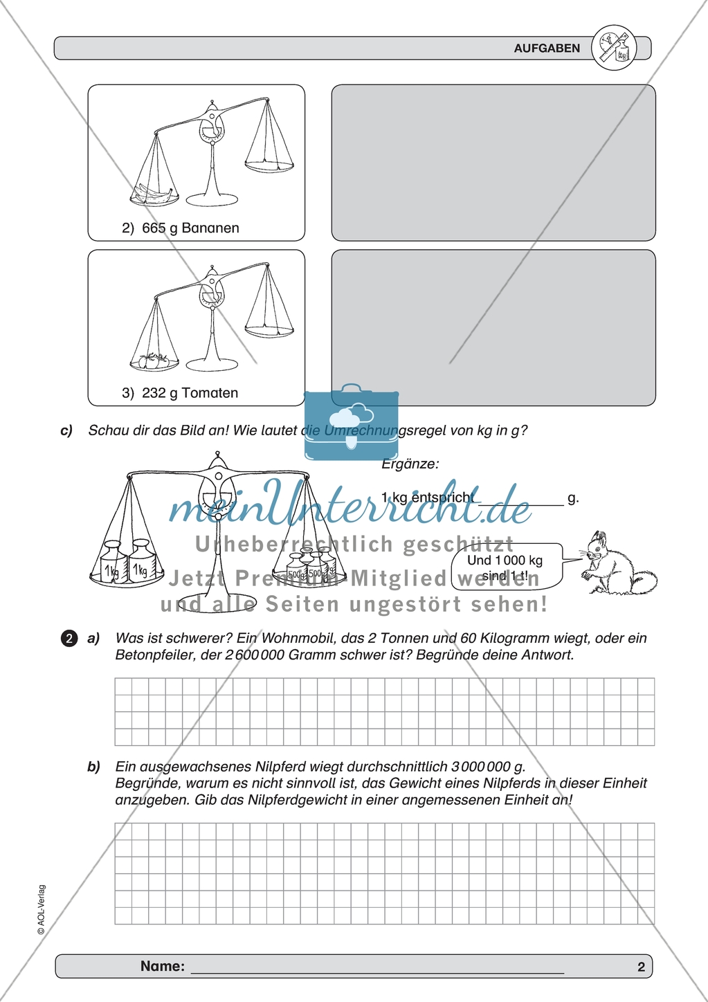 Material zur Verbesserung der Grundfähigkeiten im Bereich Messen und Größen - Gewichte. Preview 2