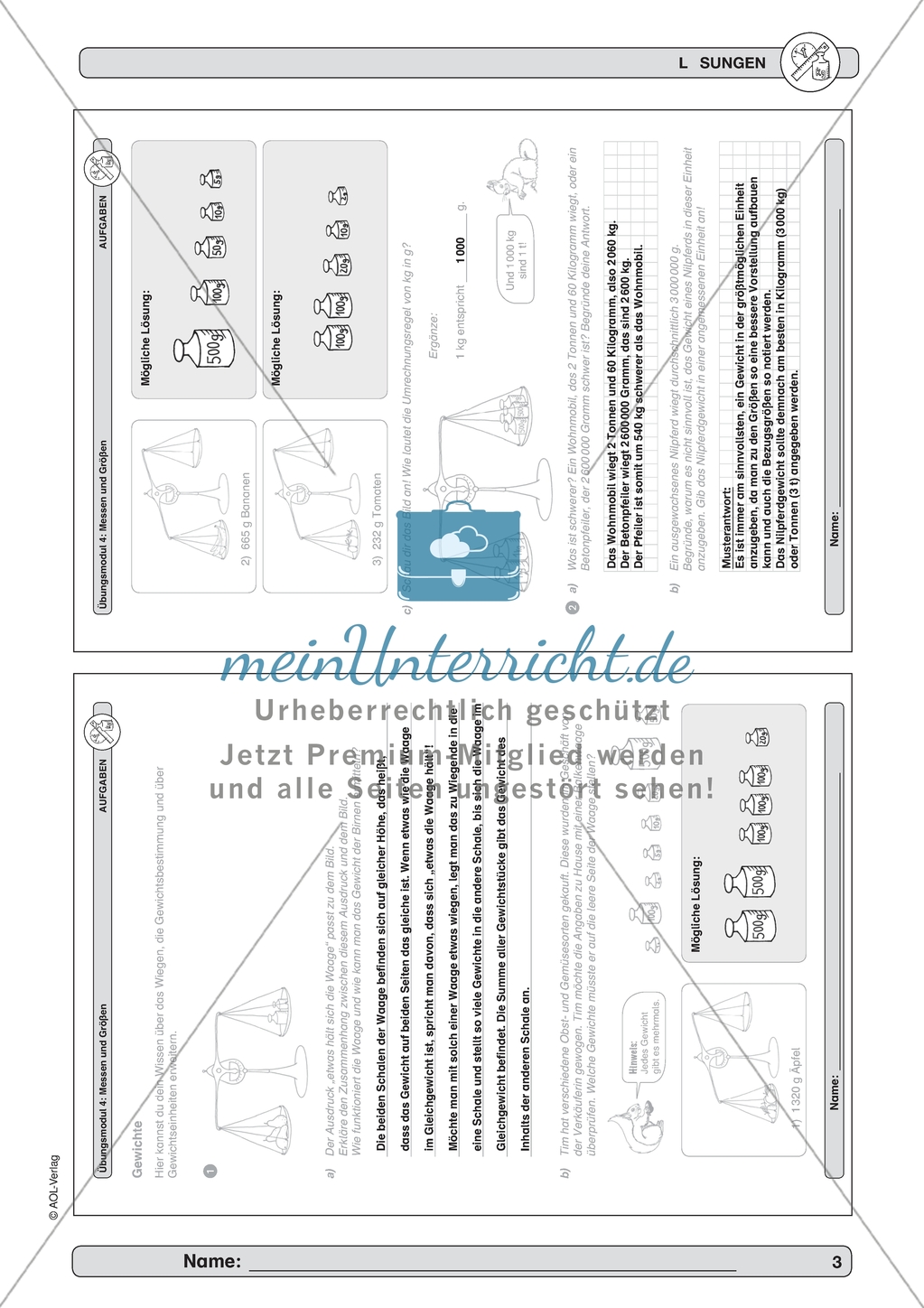 Material zur Verbesserung der Grundfähigkeiten im Bereich Messen und Größen - Gewichte. Preview 3