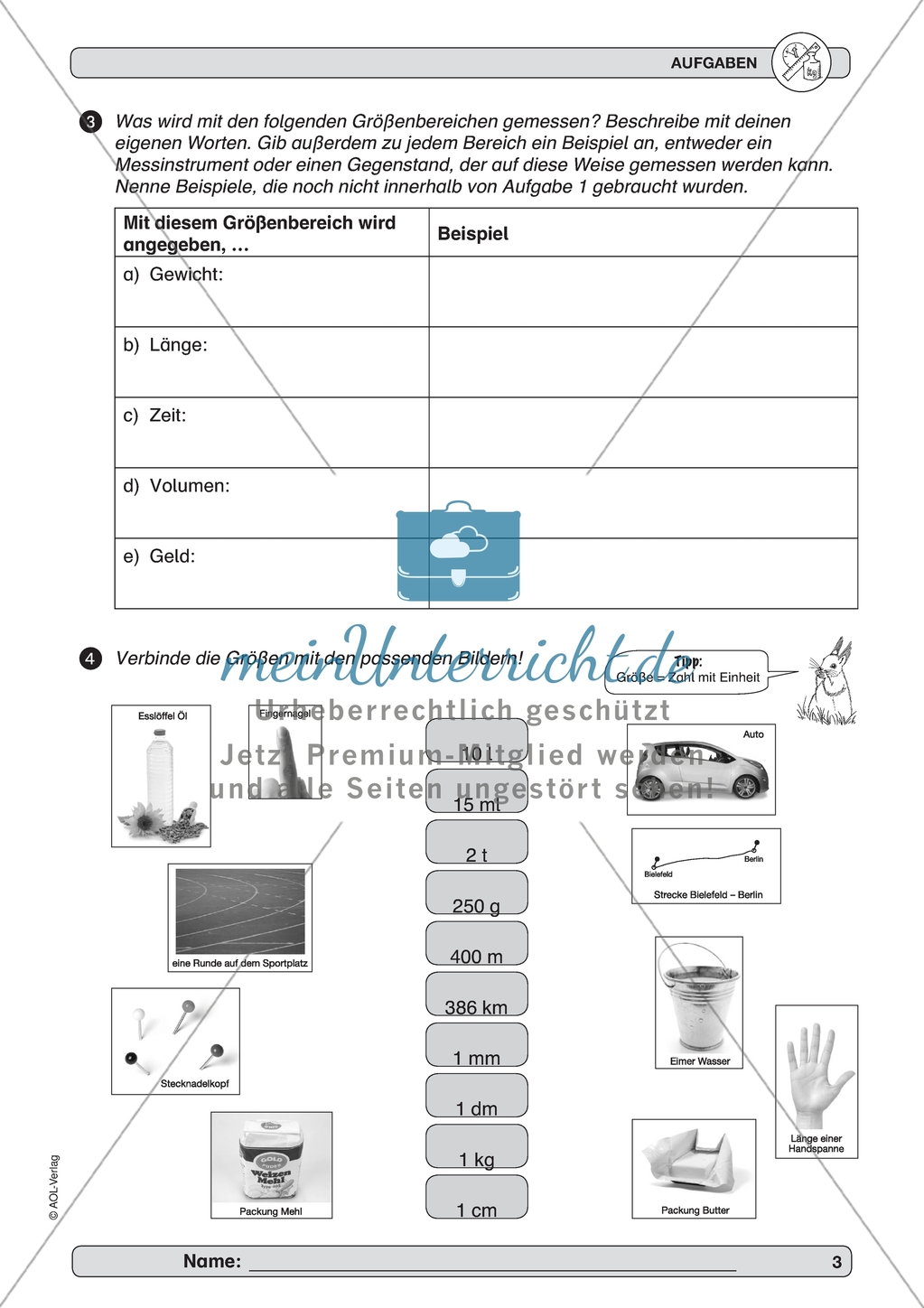 Material zur Verbesserung der Grundfähigkeiten im Bereich Messen und Größen - Größenvorstellungen. Preview 3