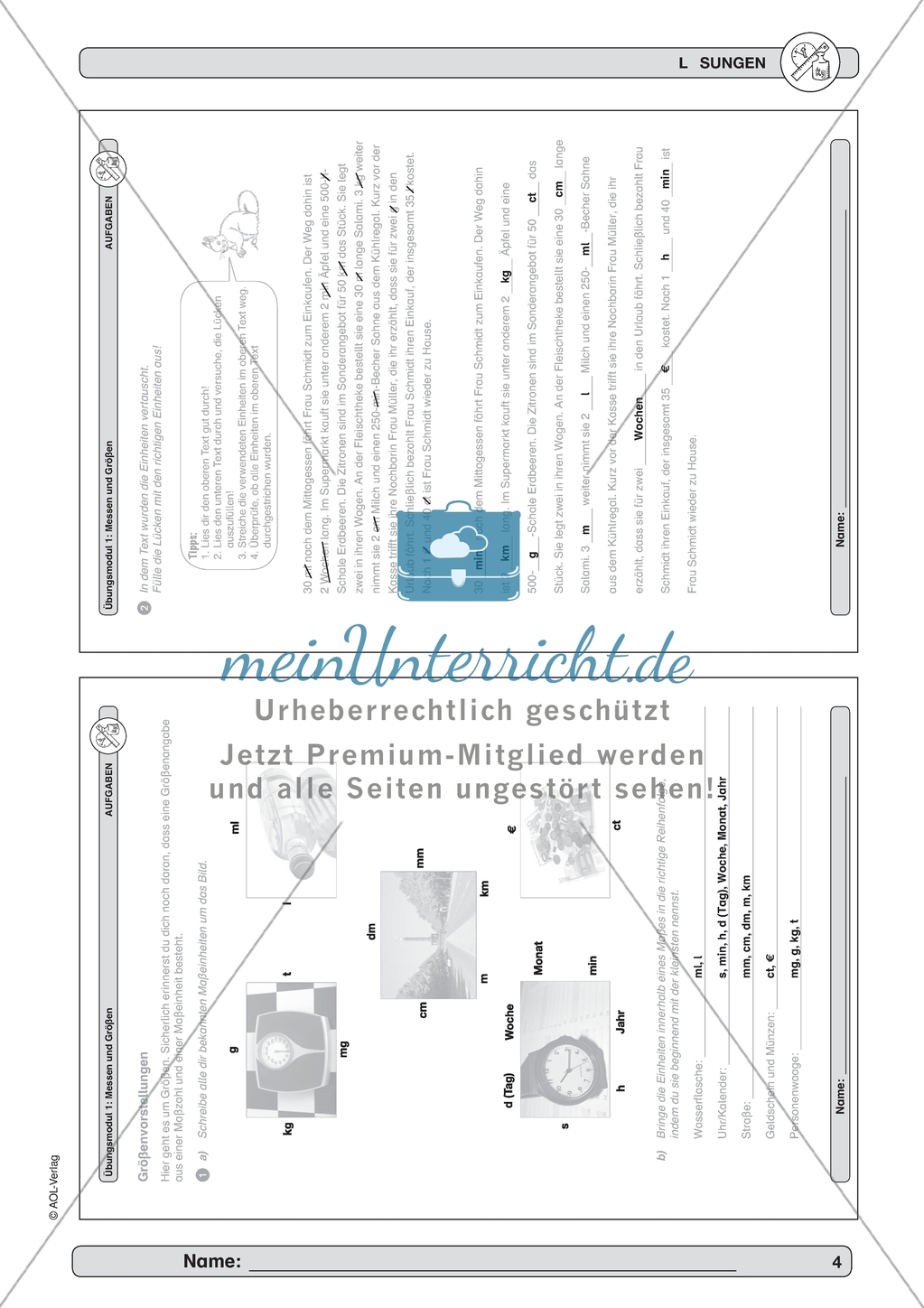 Material zur Verbesserung der Grundfähigkeiten im Bereich Messen und Größen - Größenvorstellungen. Preview 4